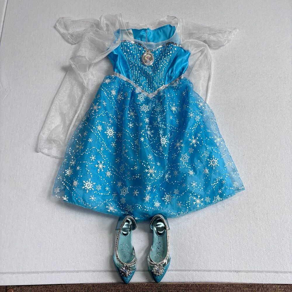 Disney Frozen Elsa Light Up Dress Girls Sz 4-6 Halloween Costume Princess *READ*